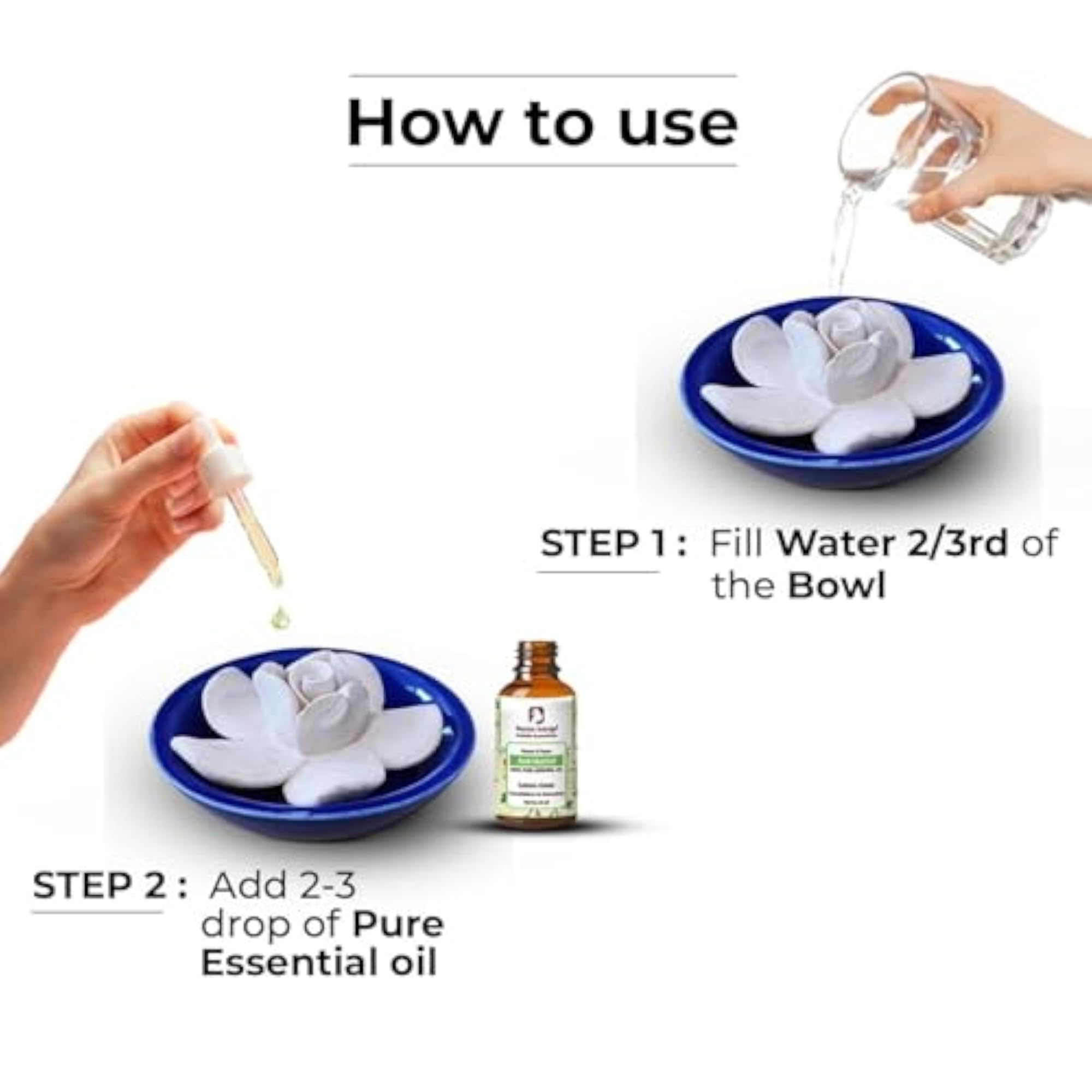 Vetiver Essential Oil for Diffuser, 10 ml with Flower Diffuser